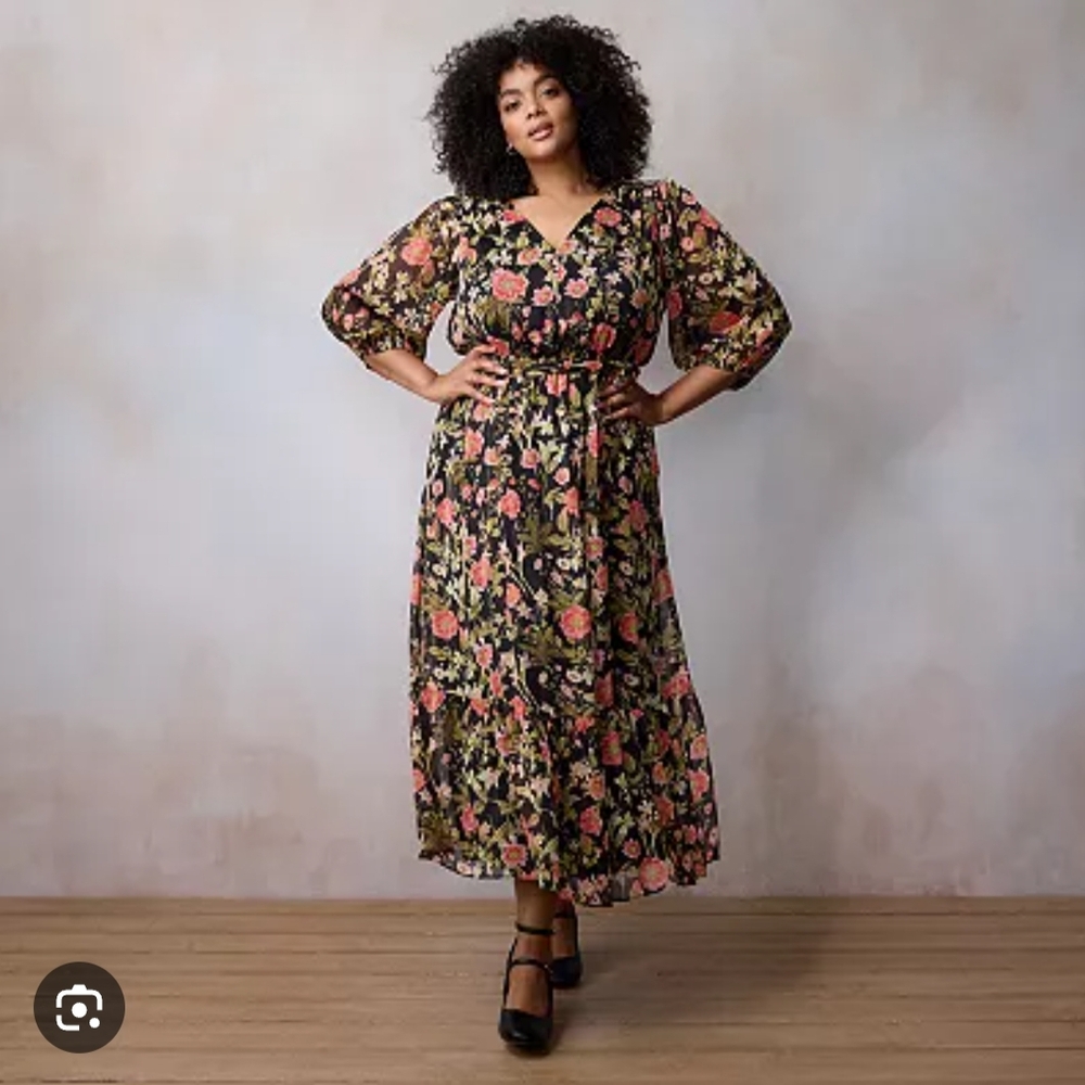 LC Lauren Conrad Black Floral Maxi Dress